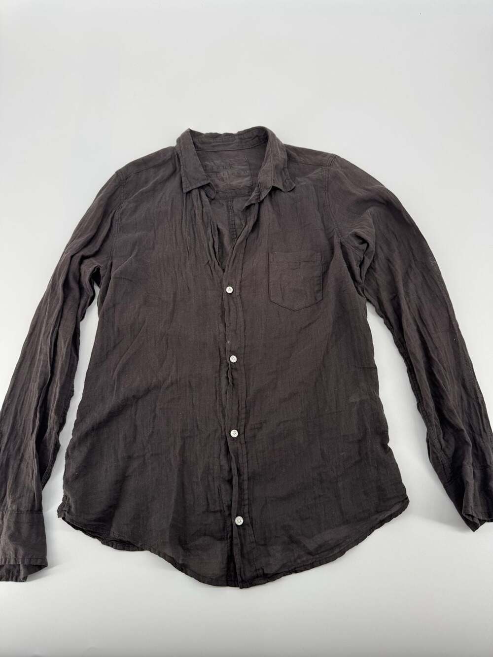 Frank & Eileen Barry Cotton Button Down Shirt Brown Medium